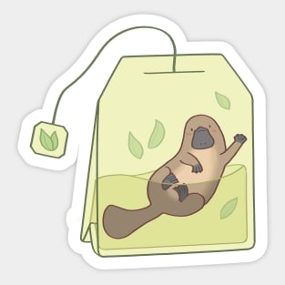 Plateapus - cute platypus in a tea bag Sticker